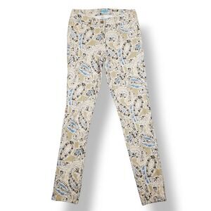 J. McLaughlin Lexi Jeans Womens 2 Khaki Paisley Print Slim Fit Pants‎ 28"x31.5"